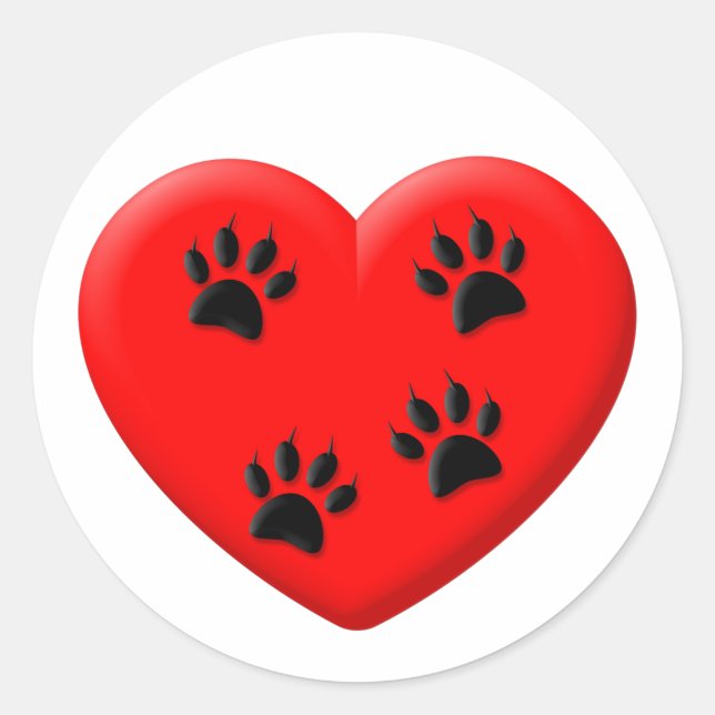 Cat Lover Rotes Herz und Paare Runder Aufkleber (Vorderseite)
