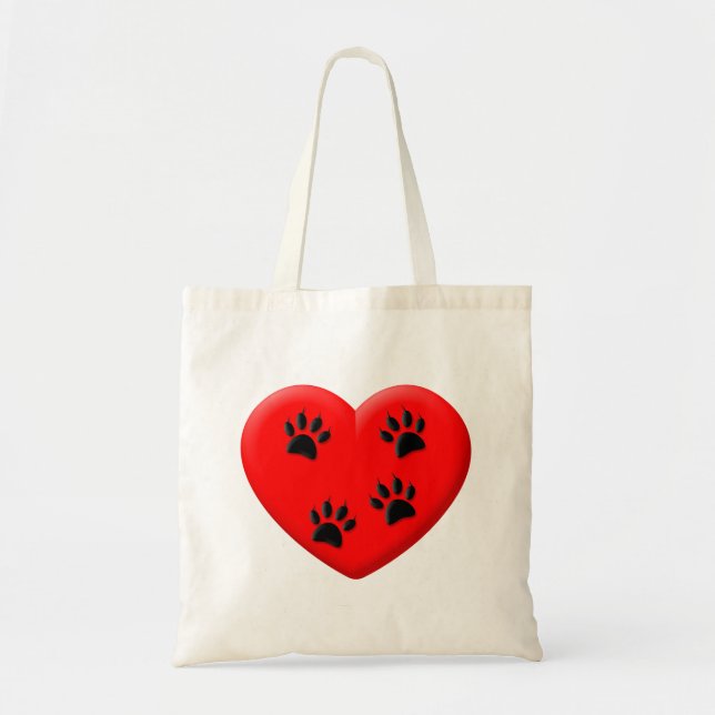 Cat Lover Rotes Herz und Paare Tragetasche (Vorne)