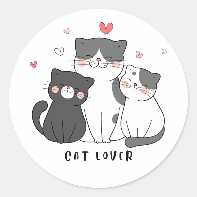Cat Lover Runder Aufkleber (Vorderseite)