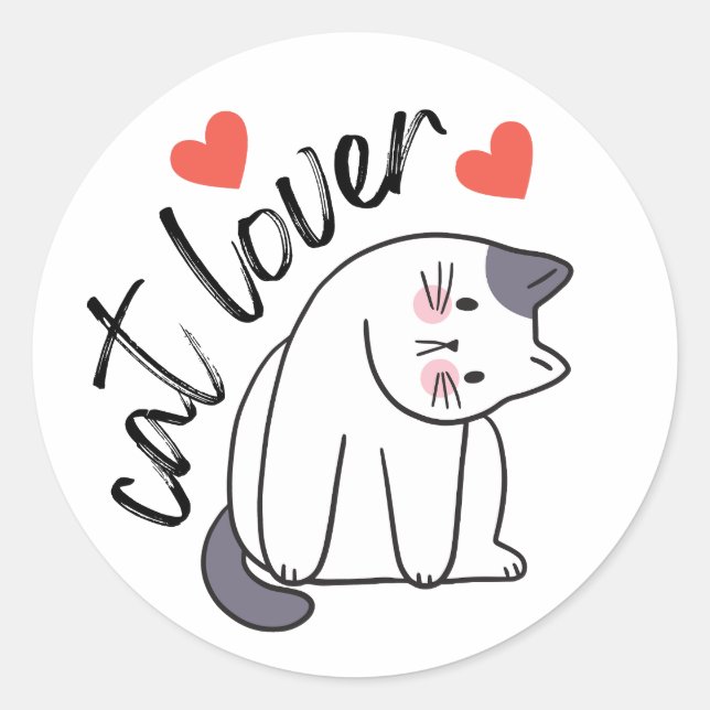 Cat Lover Runder Aufkleber (Vorderseite)
