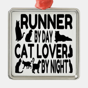 Cat Lover Runner Silbernes Ornament