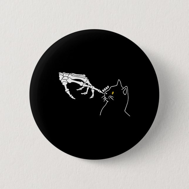 Cat Lover Skeleton Hand Boop Funny Halloween Cat Button (Vorderseite)