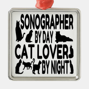 Cat Lover Sonographer Silbernes Ornament