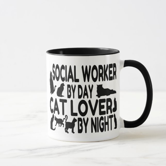 Cat Lover Sozialarbeiter Tasse (Rechts)