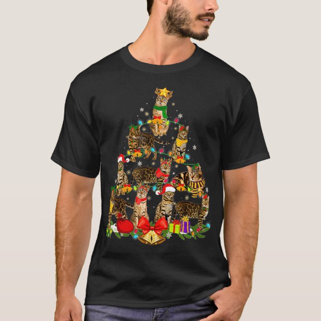 Cat Lover spendet Bengalisches Baumweihnachtslicht T-Shirt (Vorderseite)