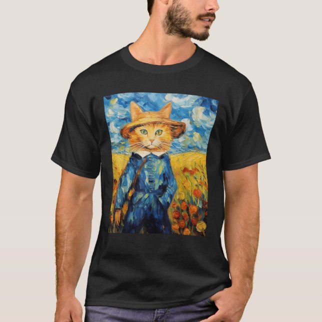 Cat Lover Starry Night Cat T-Shirt (Vorderseite)