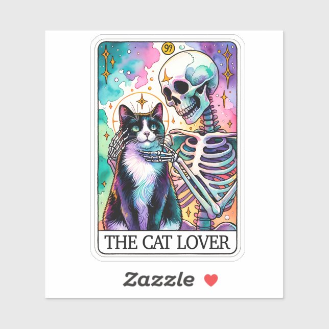 Cat Lover Tarot Card Aufkleber: Verzaubertes Skele Aufkleber (Blatt)