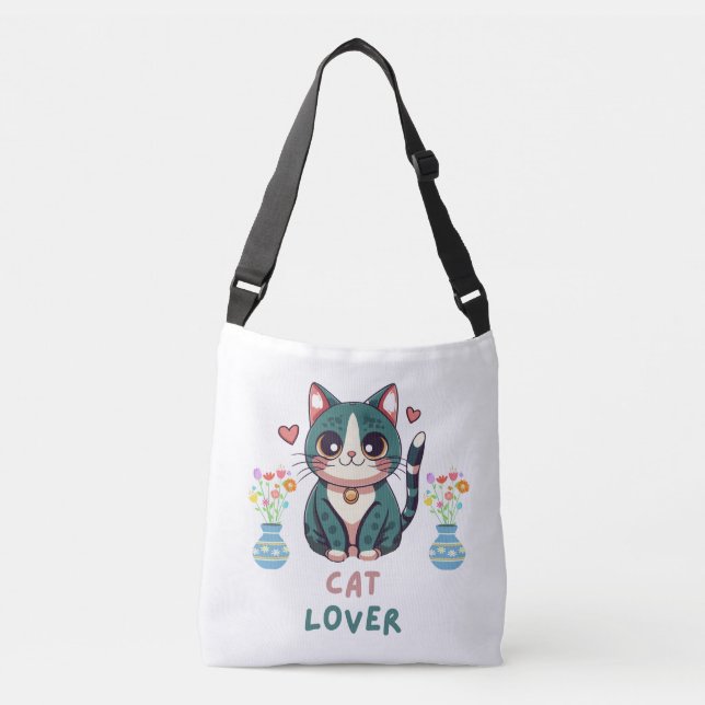 Cat Lover Tragetaschen Mit Langen Trägern (Vorderseite)