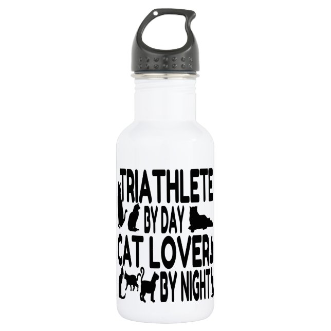 Cat Lover Triathlete Trinkflasche (Vorderseite)