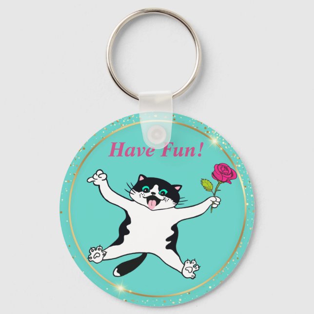 Cat Lover Tuxedo Katze Spaß haben Schlüsselanhänger (Vorderseite)