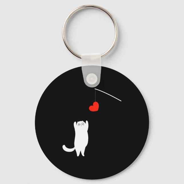 Cat Lover Valentine's Day Animal Affection Love Fu Schlüsselanhänger (Vorderseite)