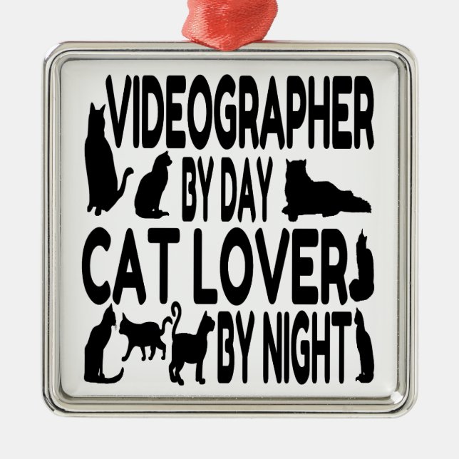 Cat Lover Videographer Ornament Aus Metall (Vorne)