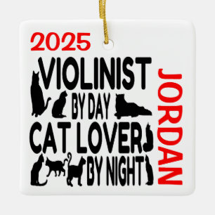Cat Lover Violinist CUSTOM Keramikornament