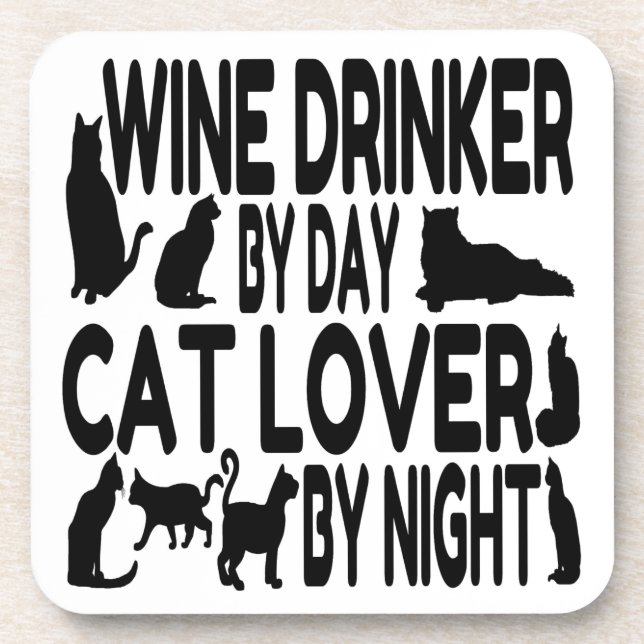 Cat Lover Wein Drinker Untersetzer (Vorderseite)