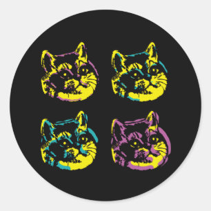 Cat Lover Window Decal Pop Art Runder Aufkleber