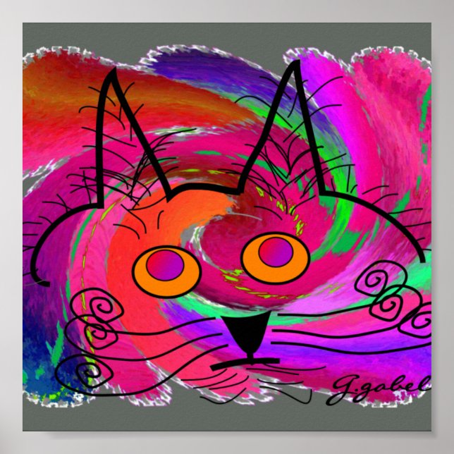 Cat Lovers Art Poster--Abstract Oil Painting Cat Poster (Vorne)
