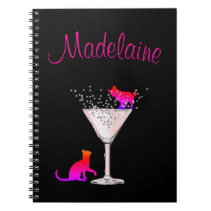 Cat Lovers Blubbles Modern Back Pink Personal Notizblock