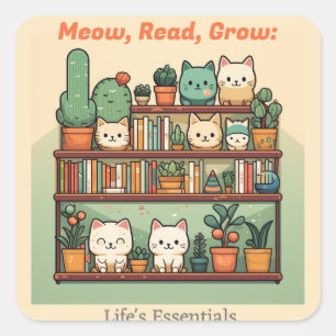 Cat Lovers & Book Lovers & Pflanze Lovers Quadratischer Aufkleber