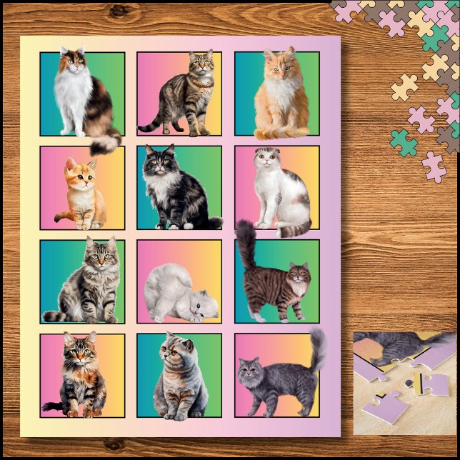 Cat Lover's Colour Block Collage Pastel Puzzle (Cat Lover's Color Block Collage Puzzle)
