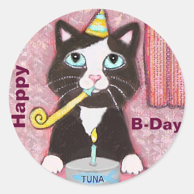 Cat Lover's Custom Happy Birthday Stickers (Vorderseite)