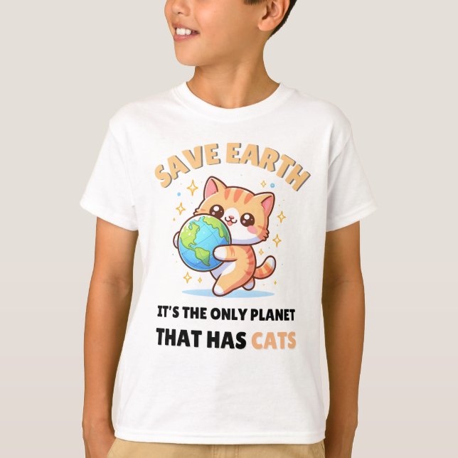 Cat Lovers Gerettet Earth T-Shirt (Vorderseite)