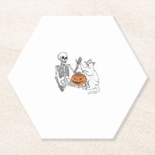 Cat Lovers Halloween Funny Skelett und Cat Lazy C Untersetzer