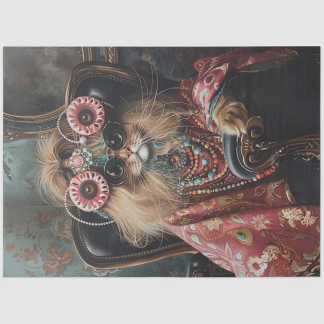 Cat Lovers Hippie Style Decoupage Seidenpapier (Vorderseite)