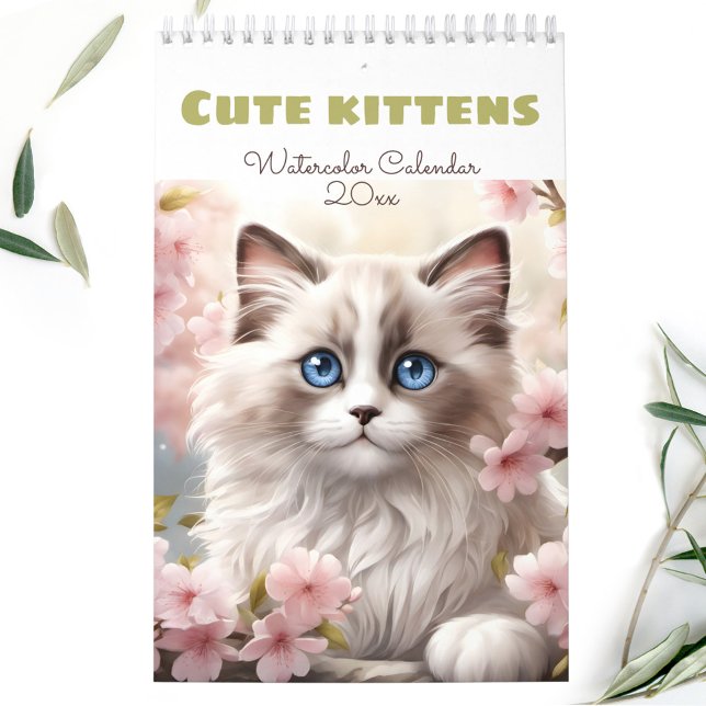 Cat Lovers Niedlich Kittens Wasserfarbe Saison Kalender (Cat Lovers Cute Kittens Watercolor Seasonal Calendar)