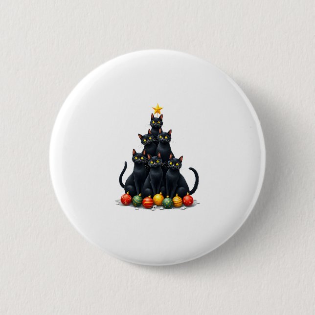 Cat Lovers Niedlich und Funny Holiday Tree Christm Button (Vorderseite)