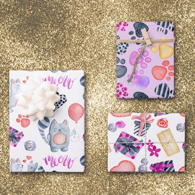 Cat Lovers Pattern Geburtstag Geschenkpapier Set (Von Creator hochgeladen)