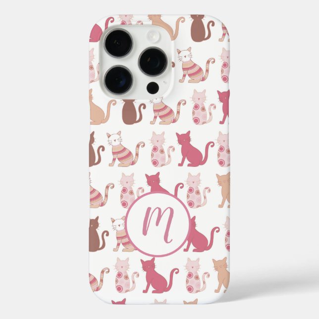 Cat Lovers Patternmonogramm iPhone 16 Pro Hülle (Rückseite)
