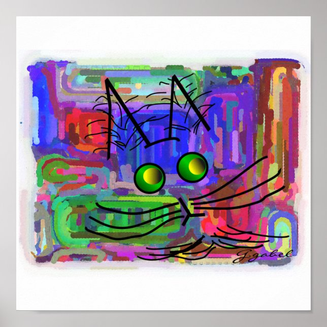 Cat Lovers Poster "The Curious Abstract Cat" (Vorne)