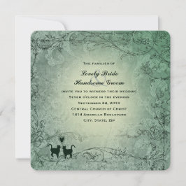 Cat Lovers Square Verzierte Hochzeit im Grünen Jah Einladung