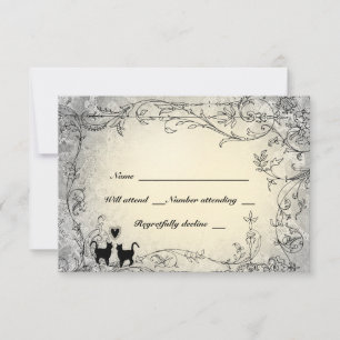 Cat Lovers Verziert Graue und goldene UAWG RSVP Karte