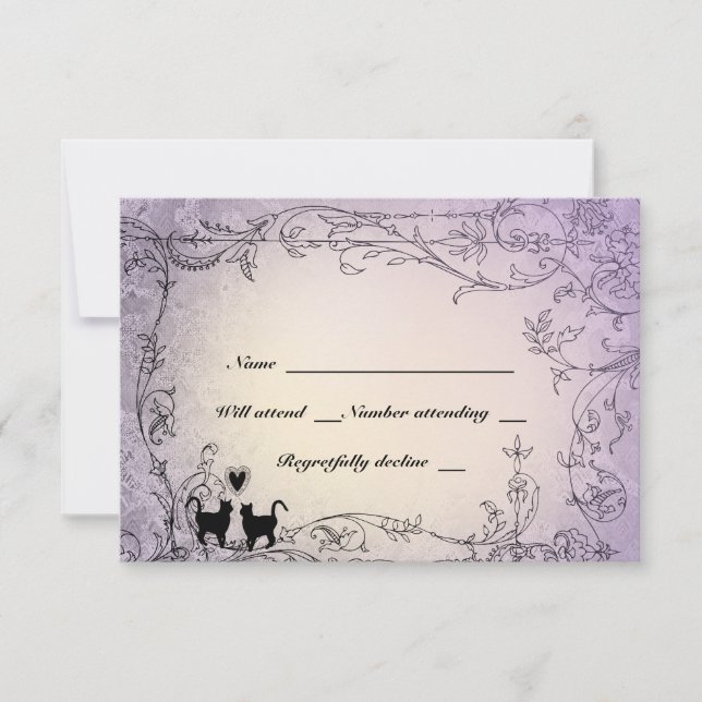 Cat Lovers Verziert Lavender UAWG RSVP Karte (Vorderseite)