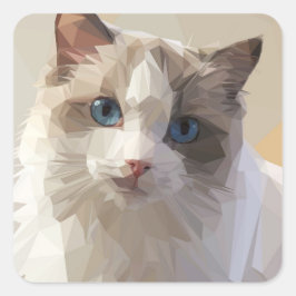 Cat lowpolyart quadratischer aufkleber