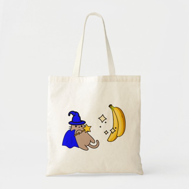 Cat Magician Bananen mit der Zauberwand Tragetasche (Vorne)