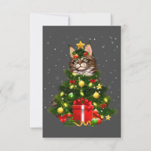 Cat Maine Coon Cat Xmas Tree Lights Cat Lover Ugly Dankeskarte