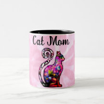 Cat Mama Abstrakt Whimsical Cat Kitty Art