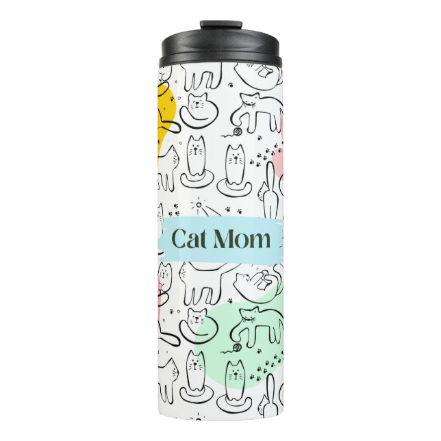 Cat Mama Begleiter Katze Katze Print Tumbler Thermosbecher (Vorderseite)