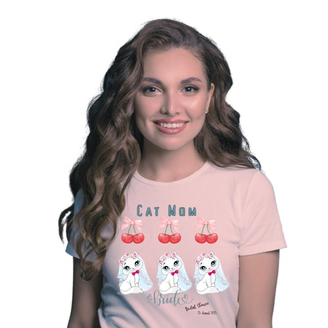 Cat Mama Bride Brautparty T-Shirt (Von Creator hochgeladen)
