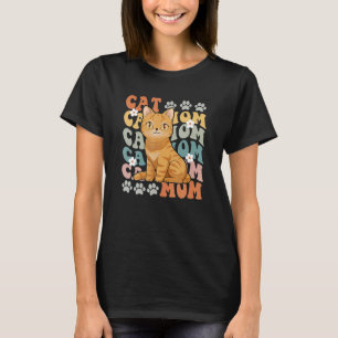 Cat Mama Cat Groovy Retro Katze Kitty Lady Frauen T-Shirt