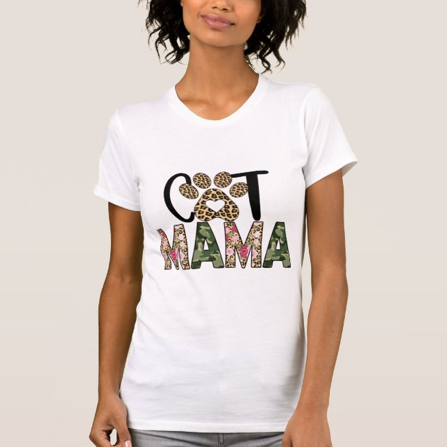 Cat Mama Frauenhemd, bunt leopardene Mutter T-Shirt (Vorderseite)