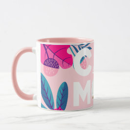 CAT-MAMA, Ihr Foto, Rosa Blume und Blätter Tasse