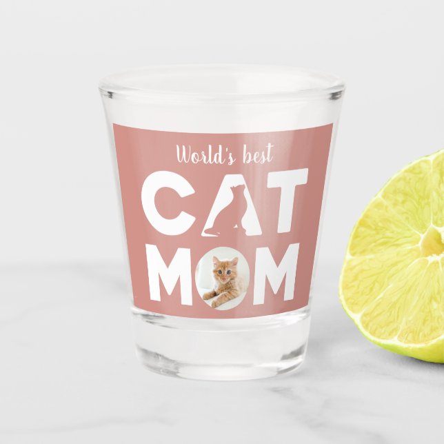 CAT-MAMA, Ihr Foto, rosa Schnapsglas (Vorderseite)
