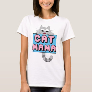 "CAT MAMA" Lächelndes Cartoon Cat T Shirt