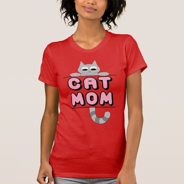"CAT-MAMA" Lächelndes Cartoon Cat T Shirt (Vorderseite)