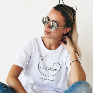 Cat Mama Liebe Form und Grau Einfaches Skript T-Shirt