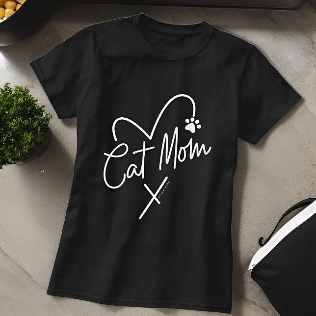 Cat Mama Moderne spielerische Herz-und Fun Typogra T-Shirt (Von Creator hochgeladen)
