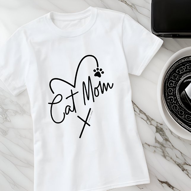 Cat Mama Moderne spielerische Herz-und Fun Typogra T-Shirt (Von Creator hochgeladen)